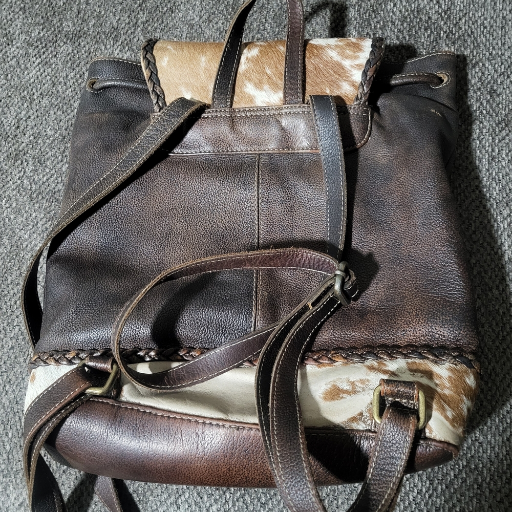 Myra Bag Brown and Cream Hobo with Cowhide
